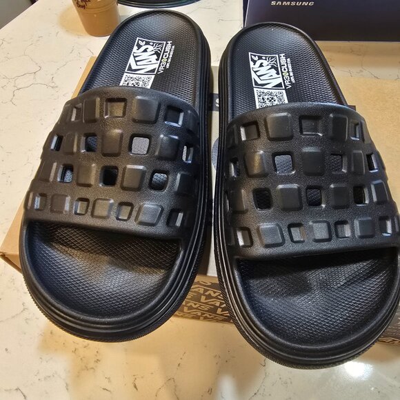 VANS Slide On VR3CUSH VN000BCCBLK Black Mens 10 Womens 11 Slipper SLIDE NEW - Picture 4 of 9